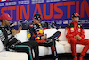 GP STATI UNITI, (L to R): Lewis Hamilton (GBR) Mercedes AMG F1; Max Verstappen (NLD) Red Bull Racing; e Charles Leclerc (MON) Ferrari,  in the post Sprint FIA Press Conference.
21.10.2023. Formula 1 World Championship, Rd 19, United States Grand Prix, Austin, Texas, USA, Sprint Day.
- www.xpbimages.com, EMail: requests@xpbimages.com © Copyright: Bearne / XPB Images