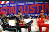 GP STATI UNITI, (L to R): Lewis Hamilton (GBR) Mercedes AMG F1; Max Verstappen (NLD) Red Bull Racing; e Charles Leclerc (MON) Ferrari,  in the post Sprint FIA Press Conference.
21.10.2023. Formula 1 World Championship, Rd 19, United States Grand Prix, Austin, Texas, USA, Sprint Day.
- www.xpbimages.com, EMail: requests@xpbimages.com © Copyright: Bearne / XPB Images