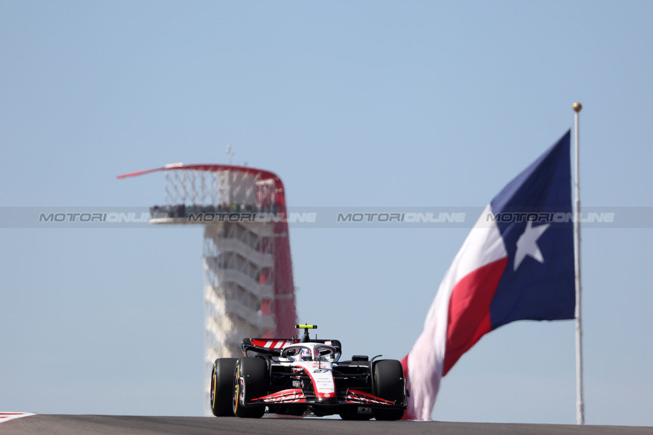 GP STATI UNITI, Nico Hulkenberg (GER) Haas VF-23.

20.10.2023. Formula 1 World Championship, Rd 19, United States Grand Prix, Austin, Texas, USA, Qualifiche Day

- www.xpbimages.com, EMail: requests@xpbimages.com © Copyright: Bearne / XPB Images