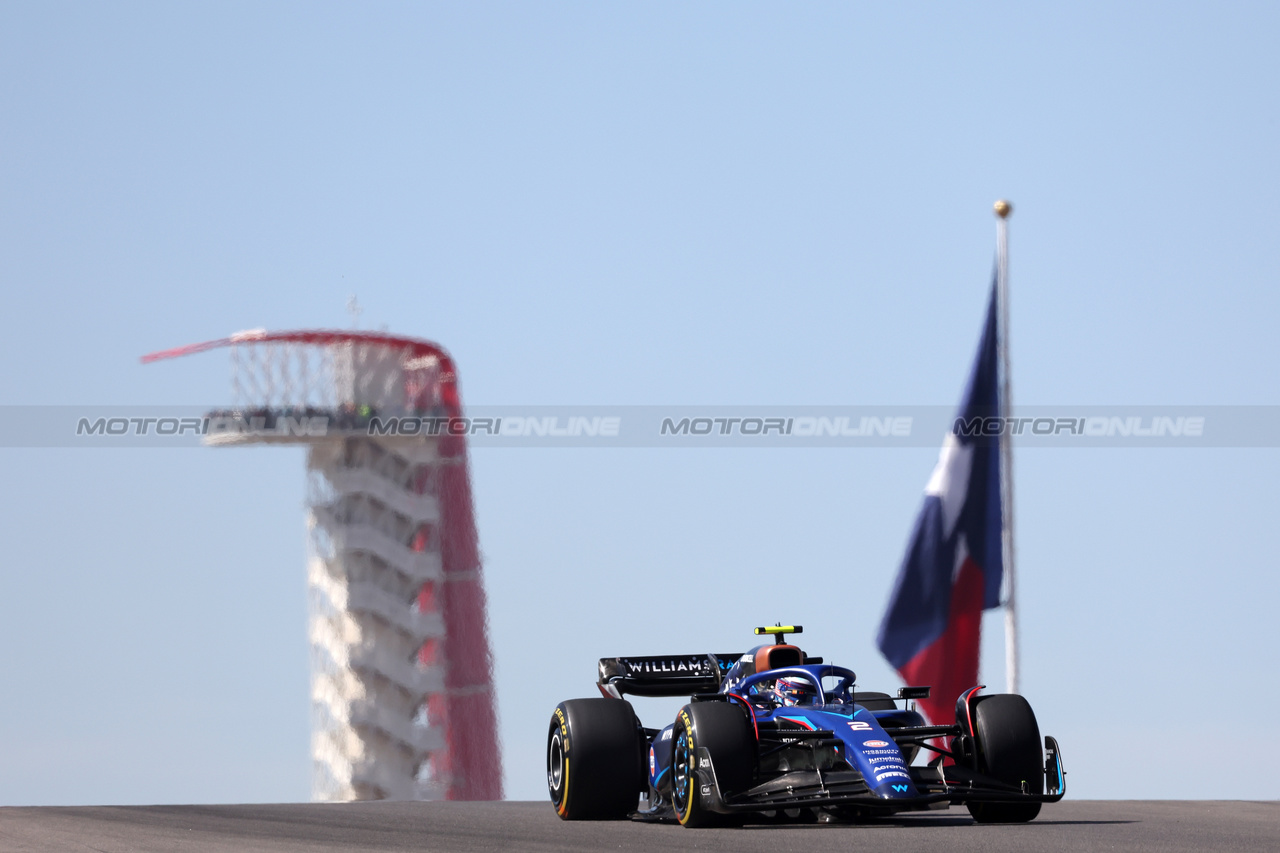 GP STATI UNITI, Logan Sargeant (USA) Williams Racing FW45.

20.10.2023. Formula 1 World Championship, Rd 19, United States Grand Prix, Austin, Texas, USA, Qualifiche Day

- www.xpbimages.com, EMail: requests@xpbimages.com © Copyright: Bearne / XPB Images
