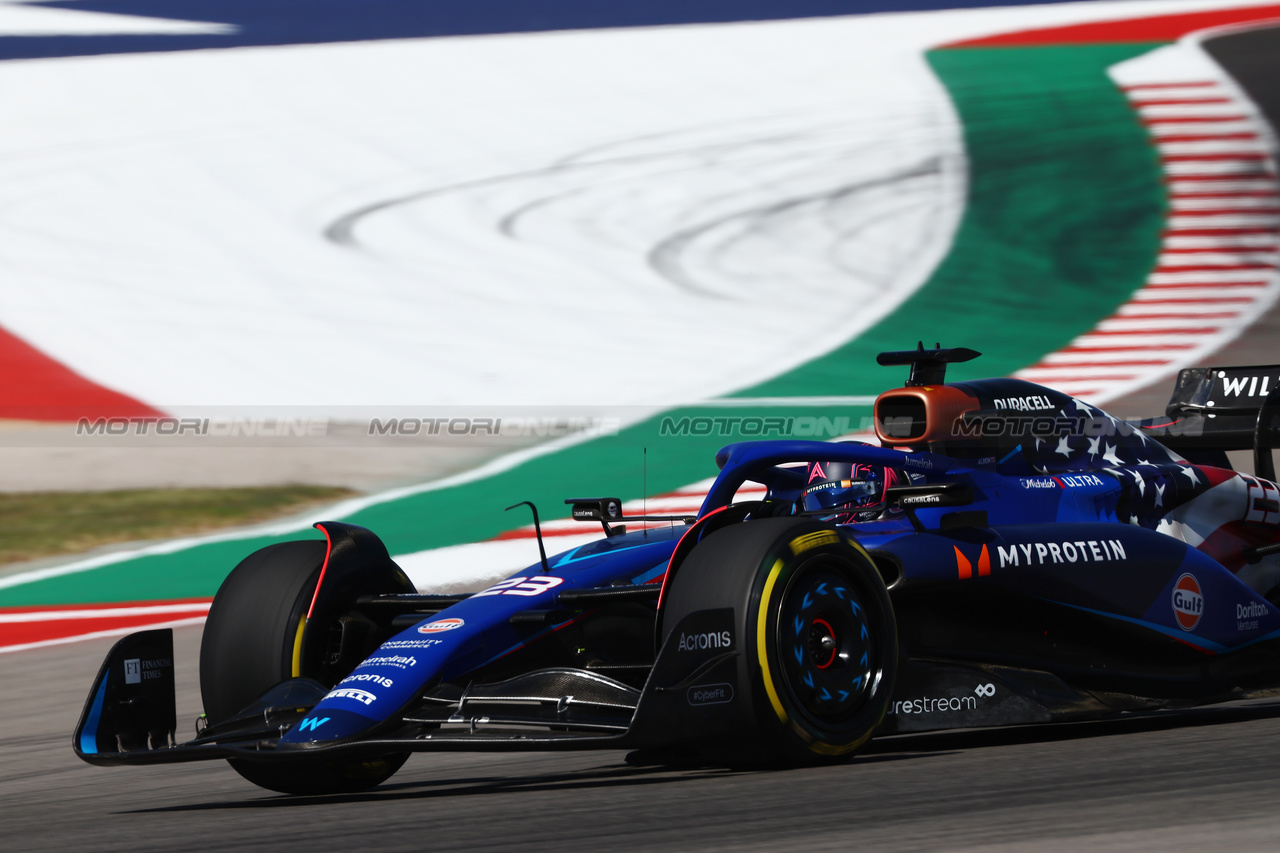 GP STATI UNITI, Alexander Albon (THA) Williams Racing FW45.

20.10.2023. Formula 1 World Championship, Rd 19, United States Grand Prix, Austin, Texas, USA, Qualifiche Day

 - www.xpbimages.com, EMail: requests@xpbimages.com © Copyright: Coates / XPB Images