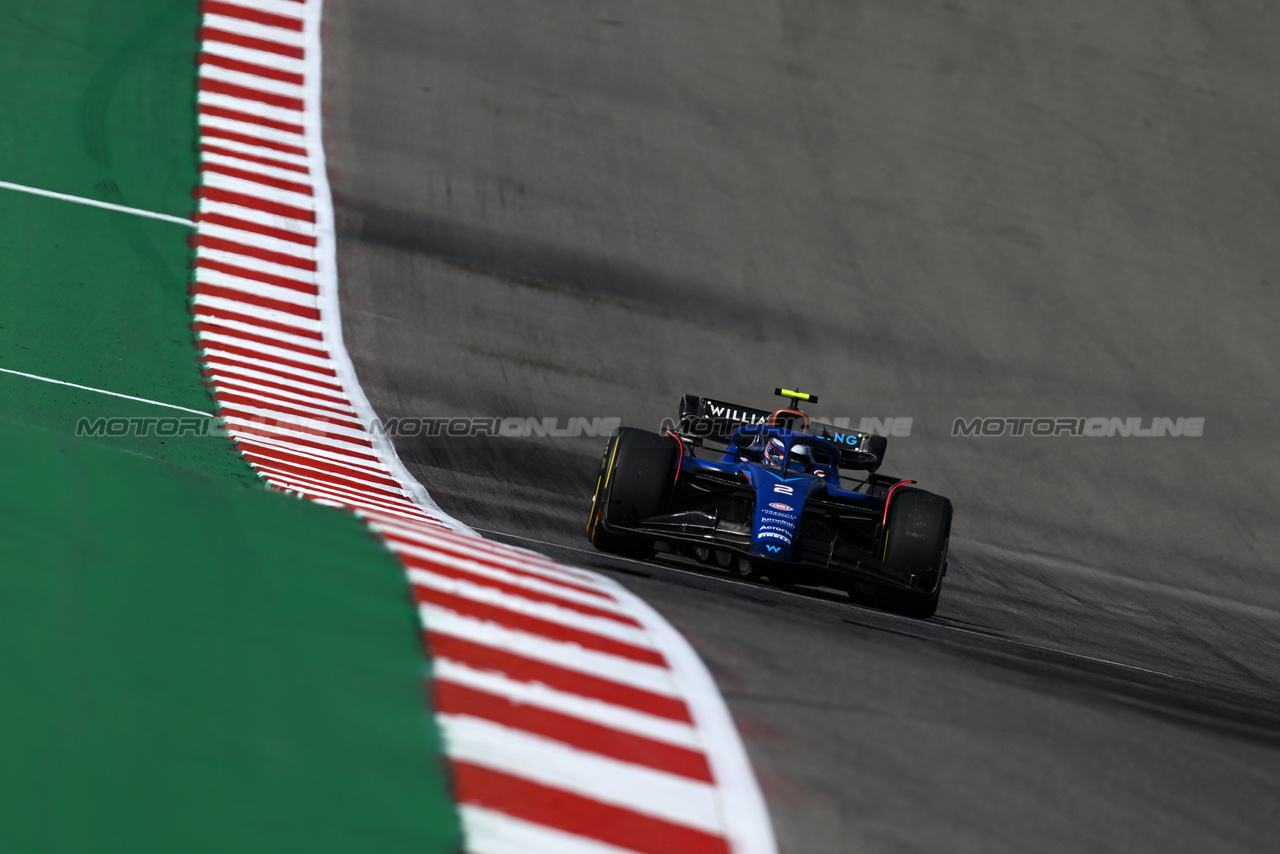 GP STATI UNITI, Logan Sargeant (USA) Williams Racing FW45.

20.10.2023. Formula 1 World Championship, Rd 19, United States Grand Prix, Austin, Texas, USA, Qualifiche Day

- www.xpbimages.com, EMail: requests@xpbimages.com © Copyright: Price / XPB Images