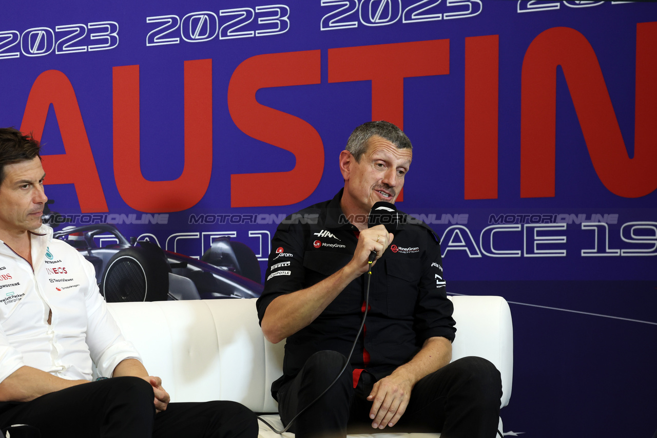GP STATI UNITI, Guenther Steiner (ITA) Haas F1 Team Prinicipal in the FIA Press Conference.

20.10.2023. Formula 1 World Championship, Rd 19, United States Grand Prix, Austin, Texas, USA, Qualifiche Day

- www.xpbimages.com, EMail: requests@xpbimages.com © Copyright: Bearne / XPB Images