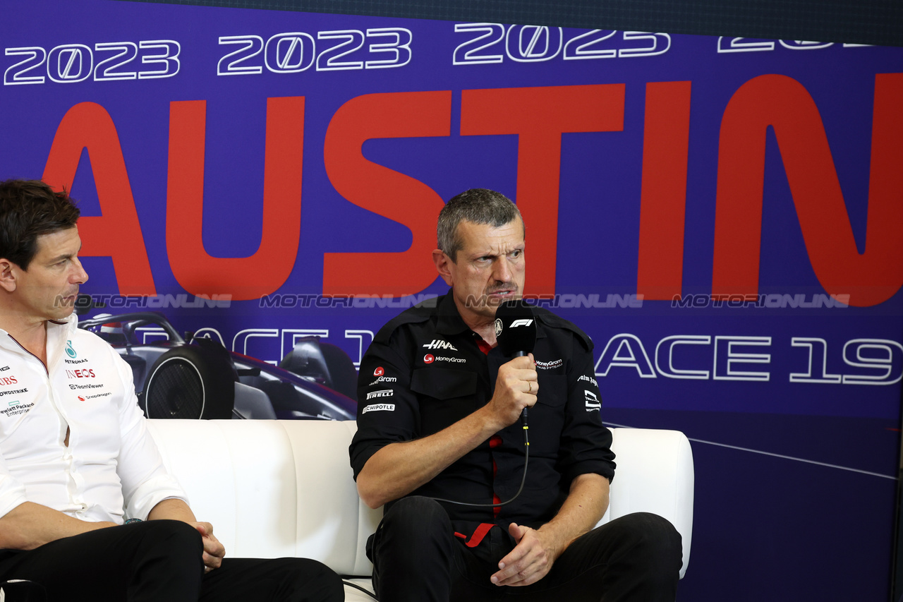 GP STATI UNITI, Guenther Steiner (ITA) Haas F1 Team Prinicipal in the FIA Press Conference.

20.10.2023. Formula 1 World Championship, Rd 19, United States Grand Prix, Austin, Texas, USA, Qualifiche Day

- www.xpbimages.com, EMail: requests@xpbimages.com © Copyright: Bearne / XPB Images