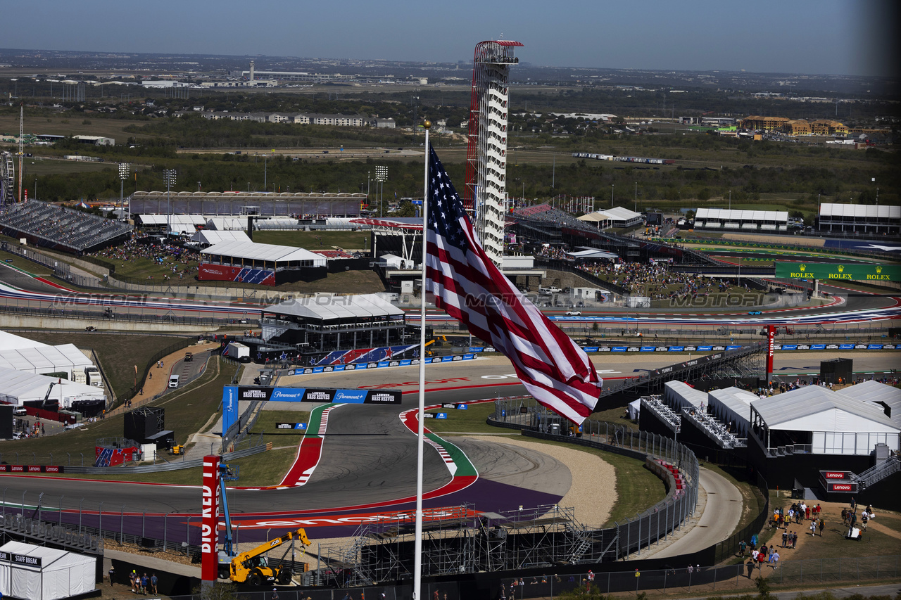 GP STATI UNITI, An aerial view of the circuit.

20.10.2023. Formula 1 World Championship, Rd 19, United States Grand Prix, Austin, Texas, USA, Qualifiche Day

- www.xpbimages.com, EMail: requests@xpbimages.com © Copyright: XPB Images