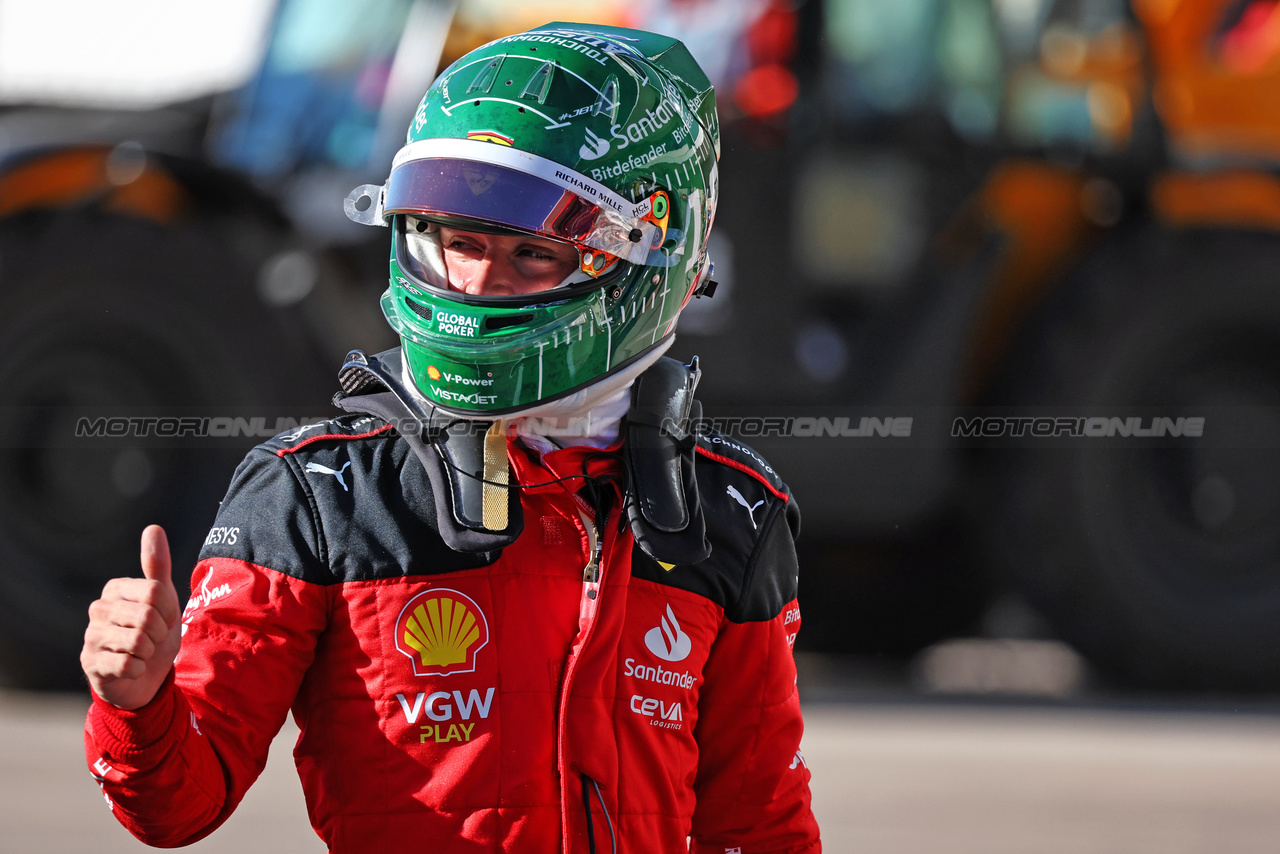 GP STATI UNITI, Charles Leclerc (MON) Ferrari celebrates his pole position in qualifying parc ferme.

20.10.2023. Formula 1 World Championship, Rd 19, United States Grand Prix, Austin, Texas, USA, Qualifiche Day

- www.xpbimages.com, EMail: requests@xpbimages.com © Copyright: Moy / XPB Images