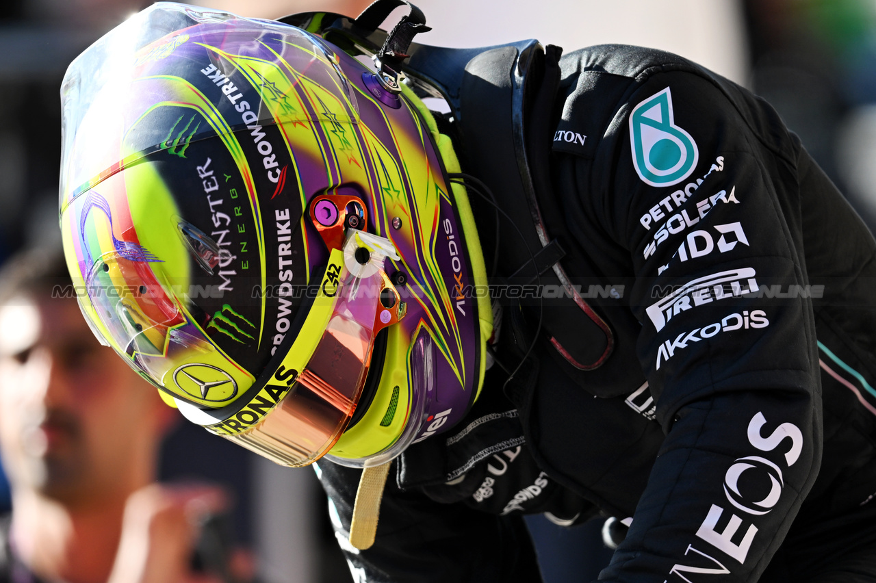 GP STATI UNITI, Lewis Hamilton (GBR) Mercedes AMG F1 in qualifying parc ferme.

20.10.2023. Formula 1 World Championship, Rd 19, United States Grand Prix, Austin, Texas, USA, Qualifiche Day

- www.xpbimages.com, EMail: requests@xpbimages.com © Copyright: Price / XPB Images
