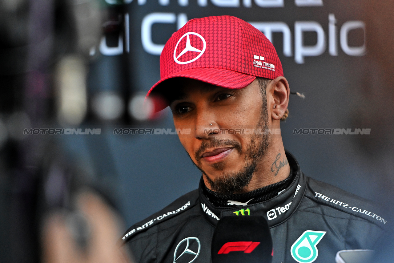 GP STATI UNITI, Lewis Hamilton (GBR) Mercedes AMG F1 in qualifying parc ferme.

20.10.2023. Formula 1 World Championship, Rd 19, United States Grand Prix, Austin, Texas, USA, Qualifiche Day

- www.xpbimages.com, EMail: requests@xpbimages.com © Copyright: Price / XPB Images