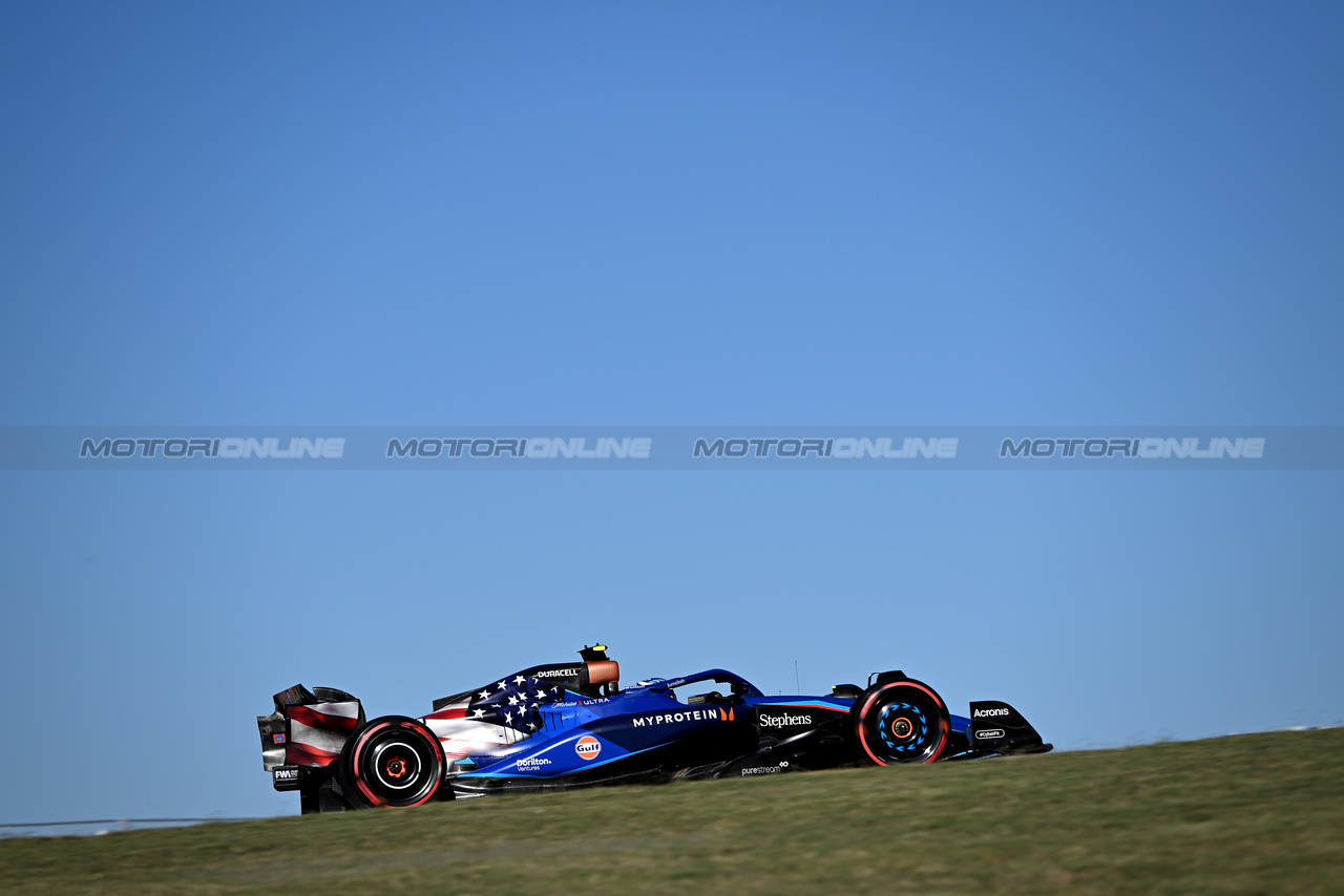 GP STATI UNITI, Logan Sargeant (USA) Williams Racing FW45.

20.10.2023. Formula 1 World Championship, Rd 19, United States Grand Prix, Austin, Texas, USA, Qualifiche Day

- www.xpbimages.com, EMail: requests@xpbimages.com © Copyright: Price / XPB Images