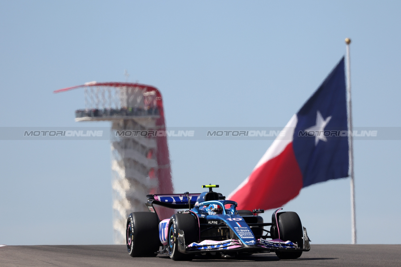 GP STATI UNITI, Pierre Gasly (FRA) Alpine F1 Team A523.

20.10.2023. Formula 1 World Championship, Rd 19, United States Grand Prix, Austin, Texas, USA, Qualifiche Day

- www.xpbimages.com, EMail: requests@xpbimages.com © Copyright: Bearne / XPB Images