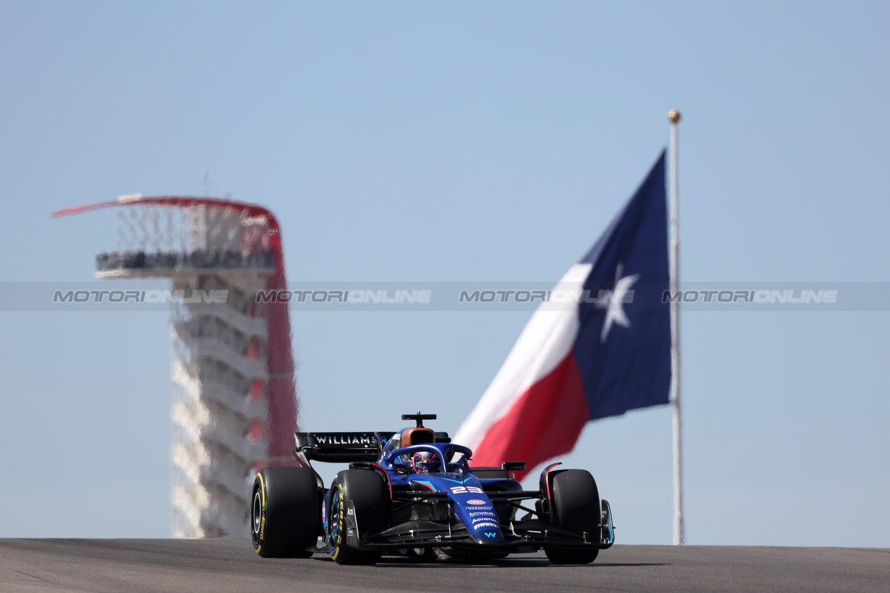 GP STATI UNITI, Alexander Albon (THA) Williams Racing FW45.

20.10.2023. Formula 1 World Championship, Rd 19, United States Grand Prix, Austin, Texas, USA, Qualifiche Day

- www.xpbimages.com, EMail: requests@xpbimages.com © Copyright: Bearne / XPB Images
