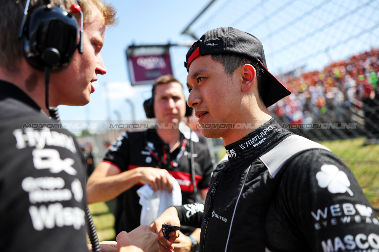 GP UNGHERIA, Zhou Guanyu (CHN) Alfa Romeo F1 Team on the grid.

23.07.2023. Formula 1 World Championship, Rd 12, Hungarian Grand Prix, Budapest, Hungary, Gara Day.

- www.xpbimages.com, EMail: requests@xpbimages.com © Copyright: Bearne / XPB Images