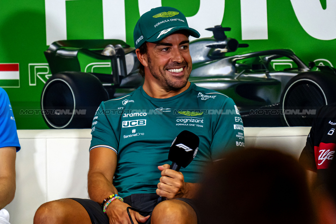 GP UNGHERIA, Fernando Alonso (ESP) Aston Martin F1 Team in the FIA Press Conference.

20.07.2023. Formula 1 World Championship, Rd 12, Hungarian Grand Prix, Budapest, Hungary, Preparation Day.

- www.xpbimages.com, EMail: requests@xpbimages.com © Copyright: XPB Images