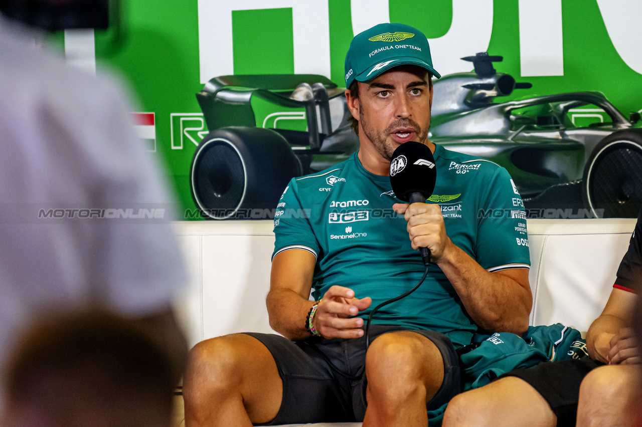 GP UNGHERIA, Fernando Alonso (ESP) Aston Martin F1 Team in the FIA Press Conference.

20.07.2023. Formula 1 World Championship, Rd 12, Hungarian Grand Prix, Budapest, Hungary, Preparation Day.

- www.xpbimages.com, EMail: requests@xpbimages.com © Copyright: XPB Images