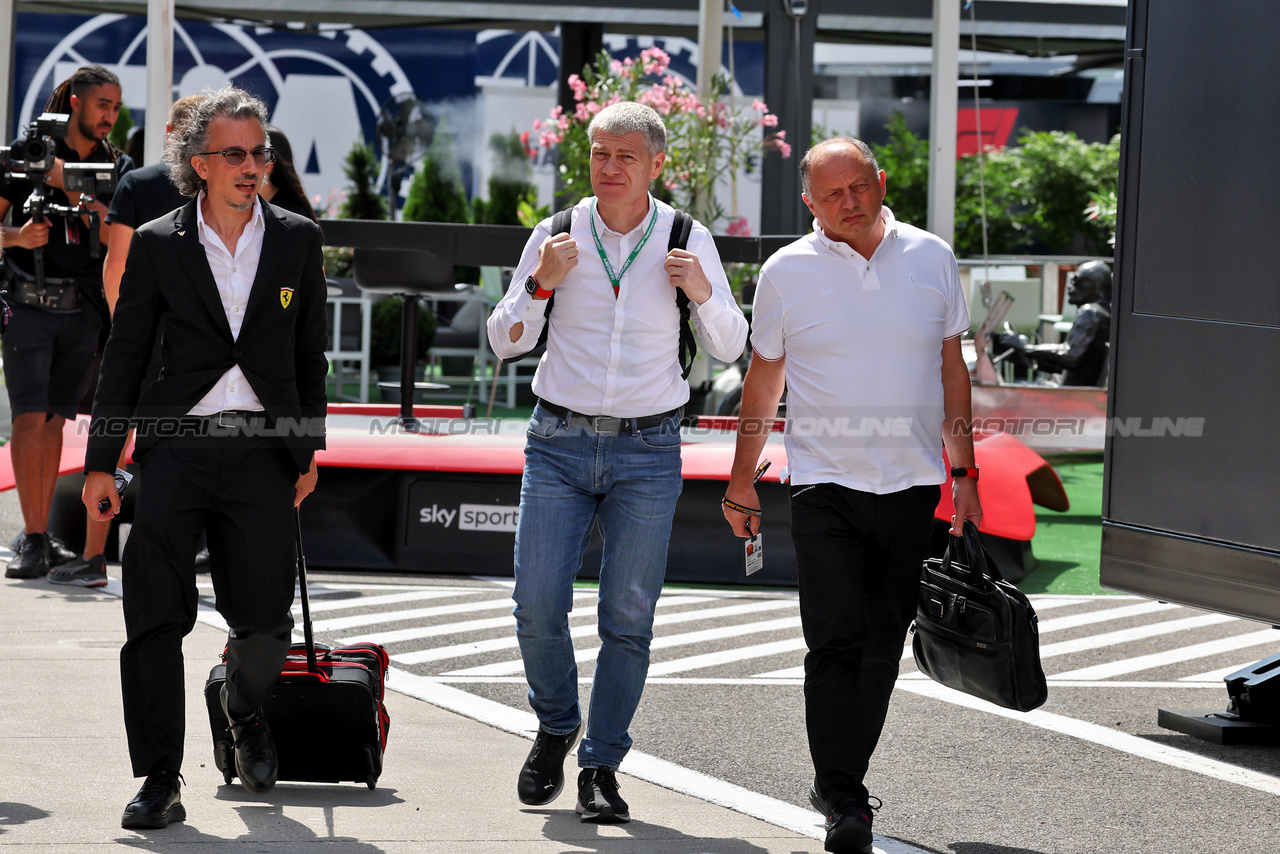 GP UNGHERIA, (L to R): Laurent Mekies (FRA) Ferrari Sporting Director with Antonello Coletta (ITA) Ferrari Corse Clienti e Frederic Vasseur (FRA) Ferrari Team Principal.

20.07.2023. Formula 1 World Championship, Rd 12, Hungarian Grand Prix, Budapest, Hungary, Preparation Day.

- www.xpbimages.com, EMail: requests@xpbimages.com © Copyright: Moy / XPB Images