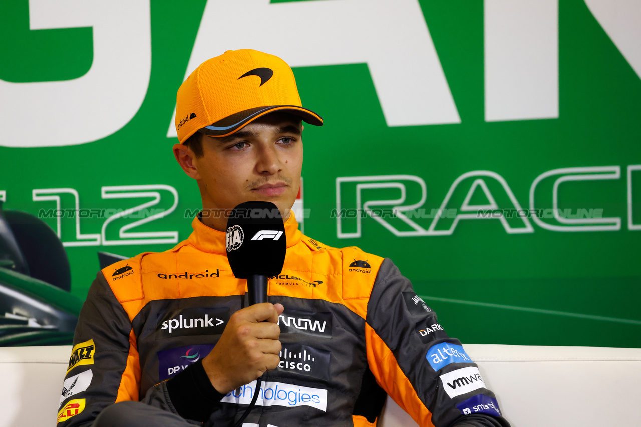 GP UNGHERIA, Lando Norris (GBR) McLaren in the post qualifying FIA Press Conference.

22.07.2023. Formula 1 World Championship, Rd 12, Hungarian Grand Prix, Budapest, Hungary, Qualifiche Day.

- www.xpbimages.com, EMail: requests@xpbimages.com © Copyright: XPB Images