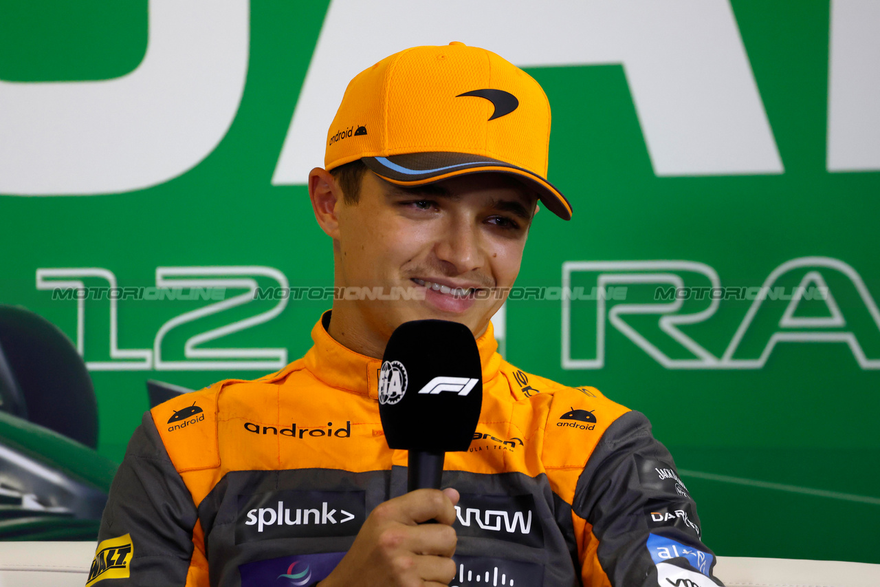 GP UNGHERIA, Lando Norris (GBR) McLaren in the post qualifying FIA Press Conference.

22.07.2023. Formula 1 World Championship, Rd 12, Hungarian Grand Prix, Budapest, Hungary, Qualifiche Day.

- www.xpbimages.com, EMail: requests@xpbimages.com © Copyright: XPB Images