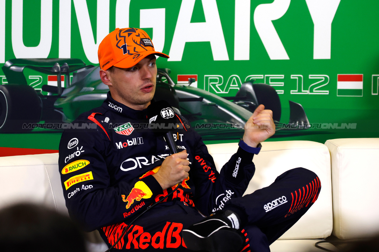 GP UNGHERIA, Max Verstappen (NLD) Red Bull Racing in the post qualifying FIA Press Conference.

22.07.2023. Formula 1 World Championship, Rd 12, Hungarian Grand Prix, Budapest, Hungary, Qualifiche Day.

- www.xpbimages.com, EMail: requests@xpbimages.com © Copyright: XPB Images