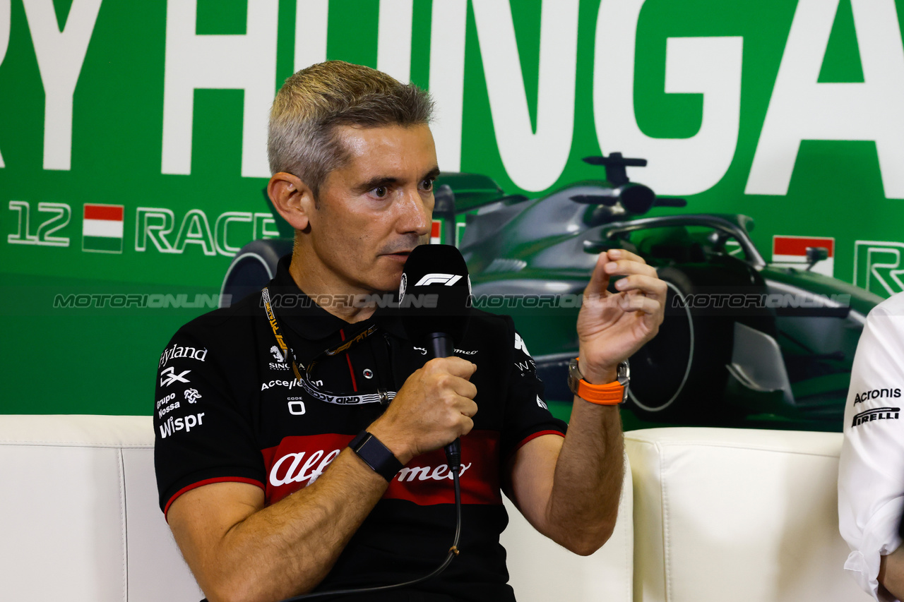 GP UNGHERIA, Xevi Pujolar (ESP) Alfa Romeo F1 Team Head of Trackside Engineering in the FIA Press Conference.

21.07.2023. Formula 1 World Championship, Rd 12, Hungarian Grand Prix, Budapest, Hungary, Practice Day.

- www.xpbimages.com, EMail: requests@xpbimages.com © Copyright: XPB Images