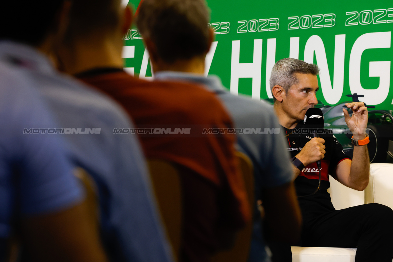 GP UNGHERIA, Xevi Pujolar (ESP) Alfa Romeo F1 Team Head of Trackside Engineering in the FIA Press Conference.

21.07.2023. Formula 1 World Championship, Rd 12, Hungarian Grand Prix, Budapest, Hungary, Practice Day.

- www.xpbimages.com, EMail: requests@xpbimages.com © Copyright: XPB Images