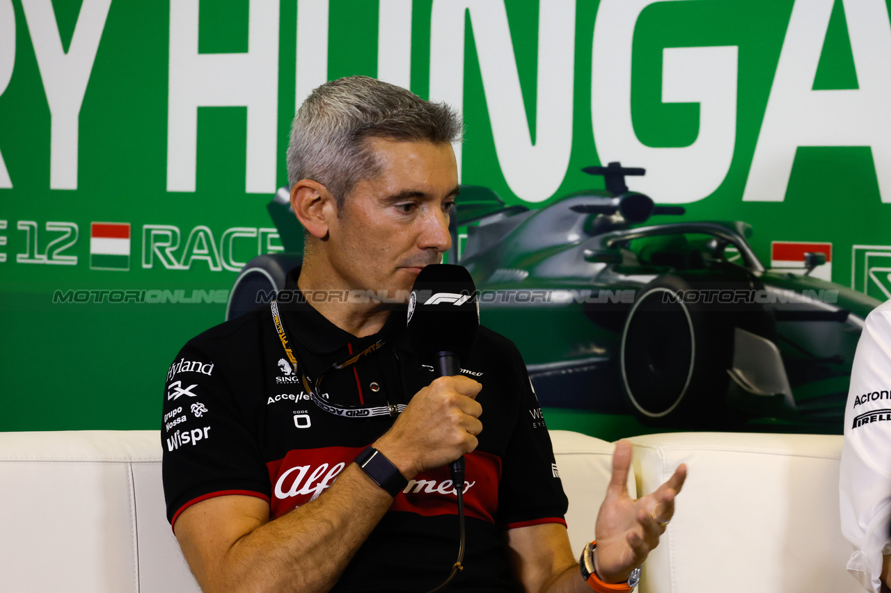 GP UNGHERIA, Xevi Pujolar (ESP) Alfa Romeo F1 Team Head of Trackside Engineering in the FIA Press Conference.

21.07.2023. Formula 1 World Championship, Rd 12, Hungarian Grand Prix, Budapest, Hungary, Practice Day.

- www.xpbimages.com, EMail: requests@xpbimages.com © Copyright: XPB Images