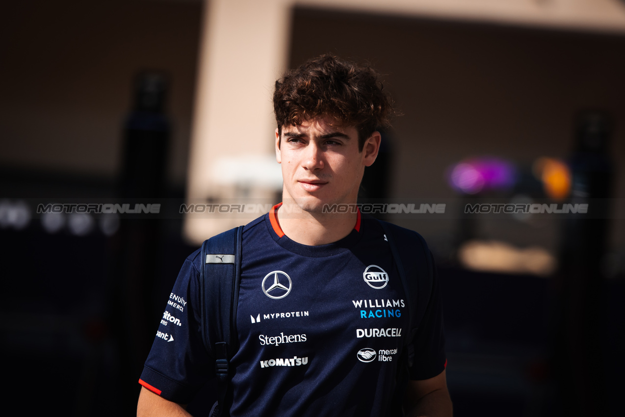 GP ABU DHABI, Franco Colapinto (ARG) Williams Racing.

05.12.2024. Formula 1 World Championship, Rd 24, Abu Dhabi Grand Prix, Yas Marina Circuit, Abu Dhabi, Preparation Day.

- www.xpbimages.com, EMail: requests@xpbimages.com © Copyright: Bearne / XPB Images