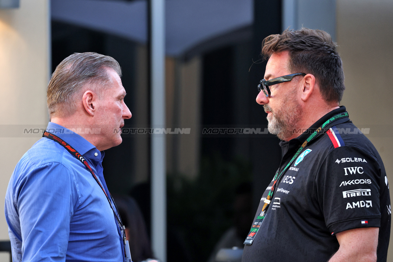 GP ABU DHABI, (L to R): Jos Verstappen (NLD) with Gwen Lagrue, Head of Mercedes AMG Driver Development.

05.12.2024. Formula 1 World Championship, Rd 24, Abu Dhabi Grand Prix, Yas Marina Circuit, Abu Dhabi, Preparation Day.

- www.xpbimages.com, EMail: requests@xpbimages.com © Copyright: Bearne / XPB Images