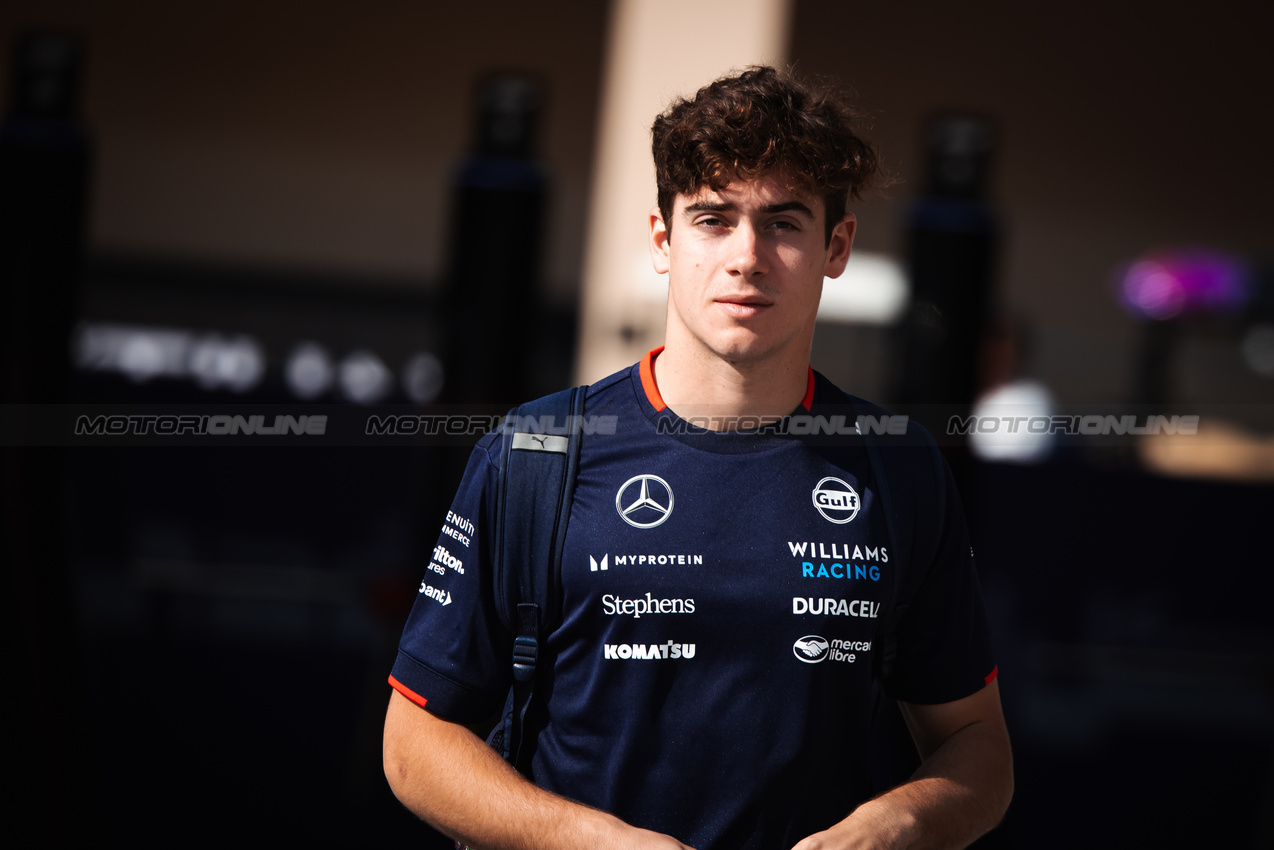 GP ABU DHABI, Franco Colapinto (ARG) Williams Racing.

05.12.2024. Formula 1 World Championship, Rd 24, Abu Dhabi Grand Prix, Yas Marina Circuit, Abu Dhabi, Preparation Day.

- www.xpbimages.com, EMail: requests@xpbimages.com © Copyright: Bearne / XPB Images