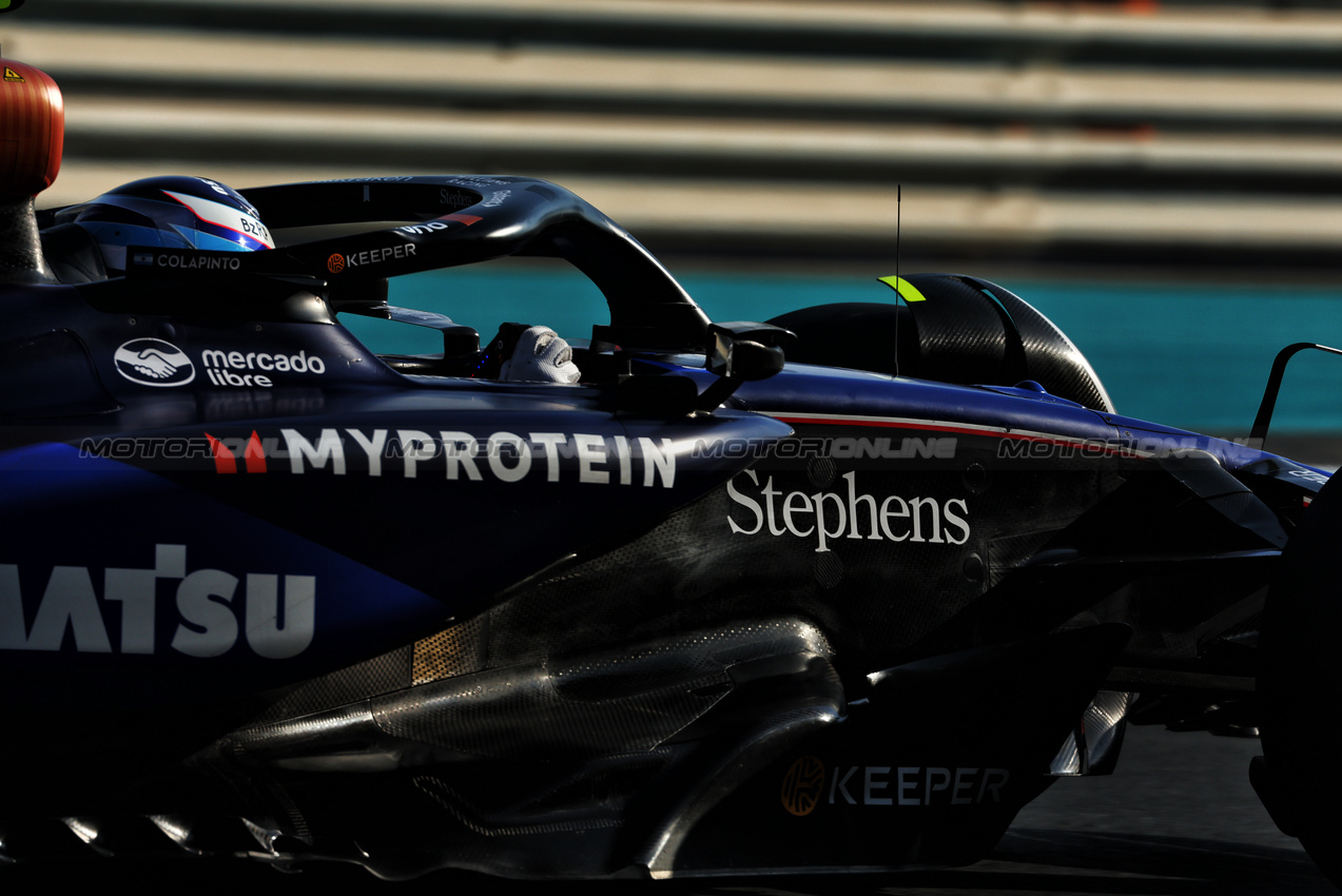 GP ABU DHABI, Franco Colapinto (ARG) Williams Racing FW46.

07.12.2024. Formula 1 World Championship, Rd 24, Abu Dhabi Grand Prix, Yas Marina Circuit, Abu Dhabi, Qualifiche Day.

 - www.xpbimages.com, EMail: requests@xpbimages.com © Copyright: Coates / XPB Images