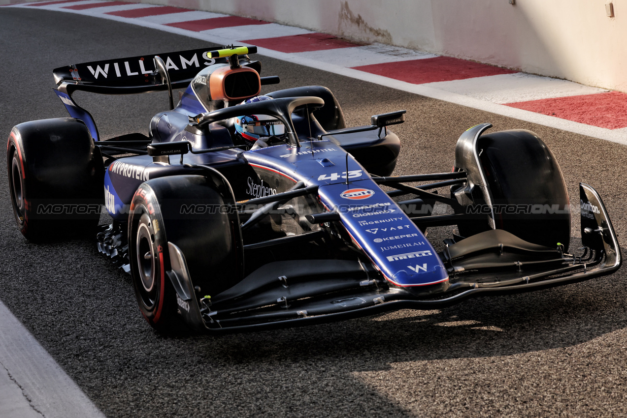 GP ABU DHABI, Franco Colapinto (ARG) Williams Racing FW46.

07.12.2024. Formula 1 World Championship, Rd 24, Abu Dhabi Grand Prix, Yas Marina Circuit, Abu Dhabi, Qualifiche Day.

- www.xpbimages.com, EMail: requests@xpbimages.com © Copyright: Bearne / XPB Images