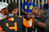 GP ABU DHABI, (L to R): Mohammed Bin Sulayem (UAE) FIA President with pole sitter Lando Norris (GBR) McLaren e Terry Crews (USA) Actor in qualifying parc ferme.

07.12.2024. Formula 1 World Championship, Rd 24, Abu Dhabi Grand Prix, Yas Marina Circuit, Abu Dhabi, Qualifiche Day.

 - www.xpbimages.com, EMail: requests@xpbimages.com © Copyright: Coates / XPB Images