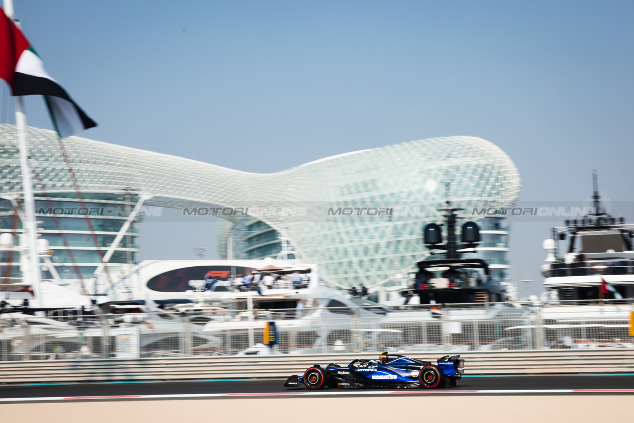 GP ABU DHABI, Franco Colapinto (ARG) Williams Racing FW46.

06.12.2024. Formula 1 World Championship, Rd 24, Abu Dhabi Grand Prix, Yas Marina Circuit, Abu Dhabi, Practice Day.

- www.xpbimages.com, EMail: requests@xpbimages.com © Copyright: Bearne / XPB Images