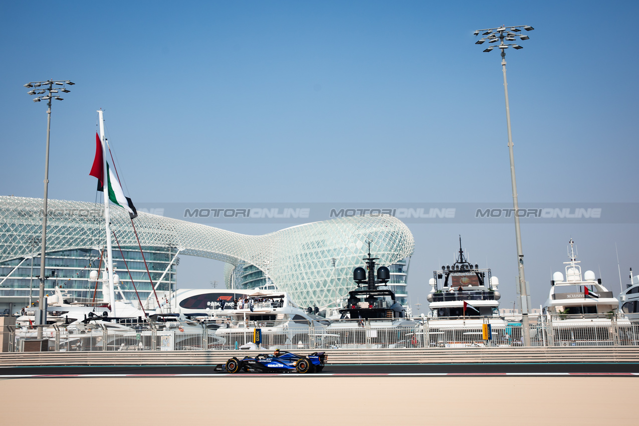 GP ABU DHABI, Franco Colapinto (ARG) Williams Racing FW46.

06.12.2024. Formula 1 World Championship, Rd 24, Abu Dhabi Grand Prix, Yas Marina Circuit, Abu Dhabi, Practice Day.

- www.xpbimages.com, EMail: requests@xpbimages.com © Copyright: Bearne / XPB Images