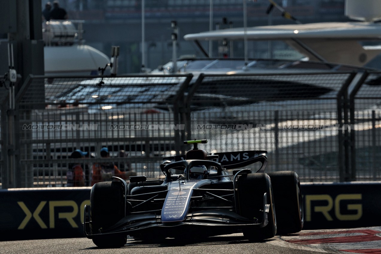 GP ABU DHABI, Franco Colapinto (ARG) Williams Racing FW46.

06.12.2024. Formula 1 World Championship, Rd 24, Abu Dhabi Grand Prix, Yas Marina Circuit, Abu Dhabi, Practice Day.

 - www.xpbimages.com, EMail: requests@xpbimages.com © Copyright: Coates / XPB Images
