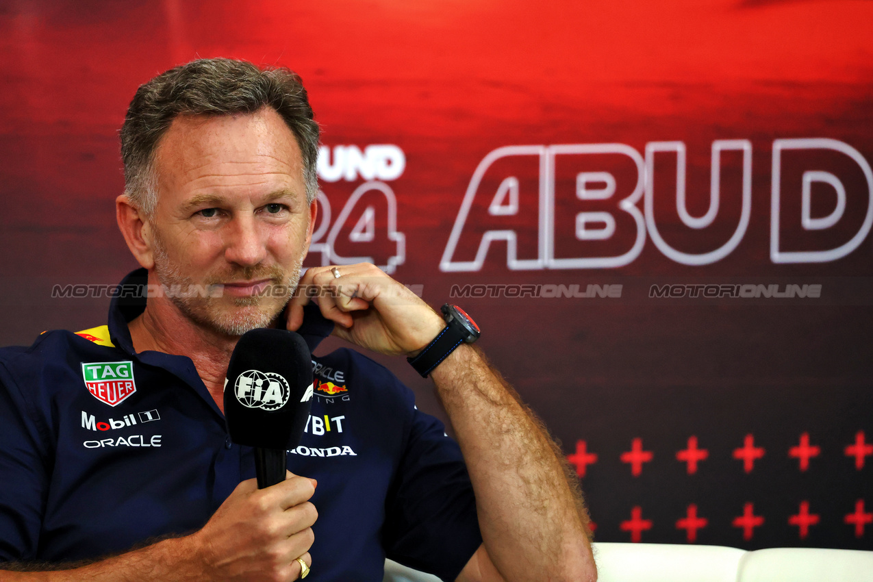GP ABU DHABI, Christian Horner (GBR) Red Bull Racing Team Principal in the FIA Press Conference.

06.12.2024. Formula 1 World Championship, Rd 24, Abu Dhabi Grand Prix, Yas Marina Circuit, Abu Dhabi, Practice Day.

- www.xpbimages.com, EMail: requests@xpbimages.com © Copyright: Charniaux / XPB Images