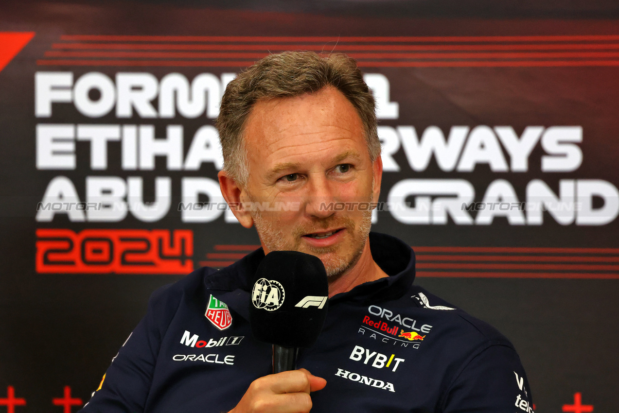 GP ABU DHABI, Christian Horner (GBR) Red Bull Racing Team Principal in the FIA Press Conference.

06.12.2024. Formula 1 World Championship, Rd 24, Abu Dhabi Grand Prix, Yas Marina Circuit, Abu Dhabi, Practice Day.

- www.xpbimages.com, EMail: requests@xpbimages.com © Copyright: Charniaux / XPB Images
