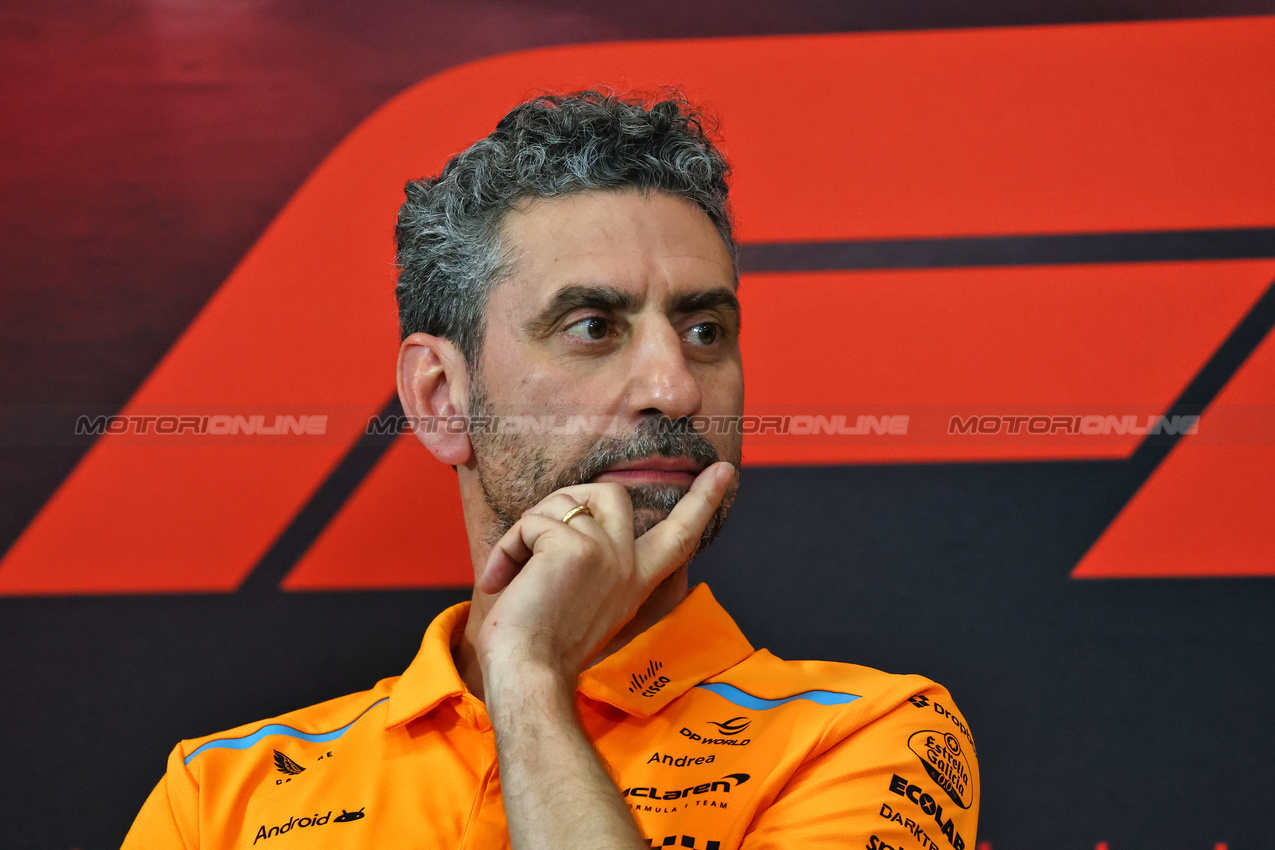 GP ABU DHABI, Andrea Stella (ITA) McLaren Team Principal in the FIA Press Conference.

06.12.2024. Formula 1 World Championship, Rd 24, Abu Dhabi Grand Prix, Yas Marina Circuit, Abu Dhabi, Practice Day.

- www.xpbimages.com, EMail: requests@xpbimages.com © Copyright: Charniaux / XPB Images