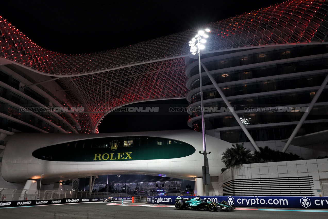 GP ABU DHABI, Lance Stroll (CDN) Aston Martin F1 Team AMR24.

06.12.2024. Formula 1 World Championship, Rd 24, Abu Dhabi Grand Prix, Yas Marina Circuit, Abu Dhabi, Practice Day.

- www.xpbimages.com, EMail: requests@xpbimages.com © Copyright: Moy / XPB Images