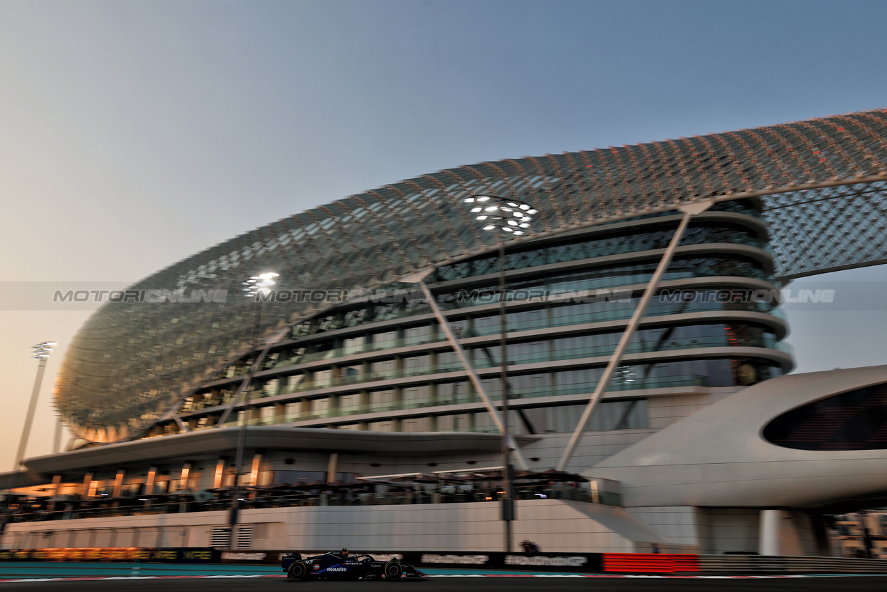 GP ABU DHABI, Franco Colapinto (ARG) Williams Racing FW46.

06.12.2024. Formula 1 World Championship, Rd 24, Abu Dhabi Grand Prix, Yas Marina Circuit, Abu Dhabi, Practice Day.

 - www.xpbimages.com, EMail: requests@xpbimages.com © Copyright: Coates / XPB Images