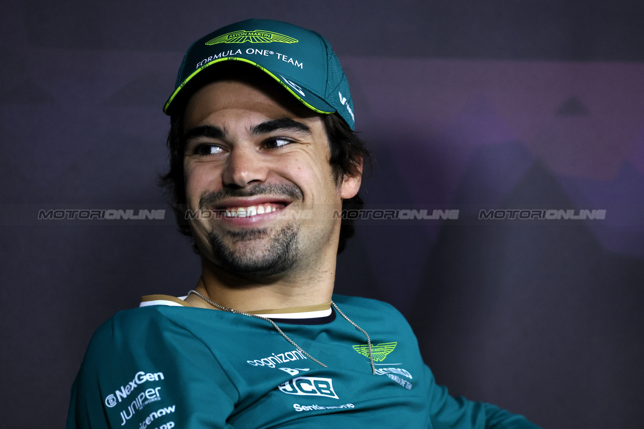 GP ARABIA SAUDITA, Lance Stroll (CDN) Aston Martin F1 Team in the FIA Press Conference.

06.03.2024. Formula 1 World Championship, Rd 2, Saudi Arabian Grand Prix, Jeddah, Saudi Arabia, Preparation Day.

- www.xpbimages.com, EMail: requests@xpbimages.com © Copyright: Bearne / XPB Images