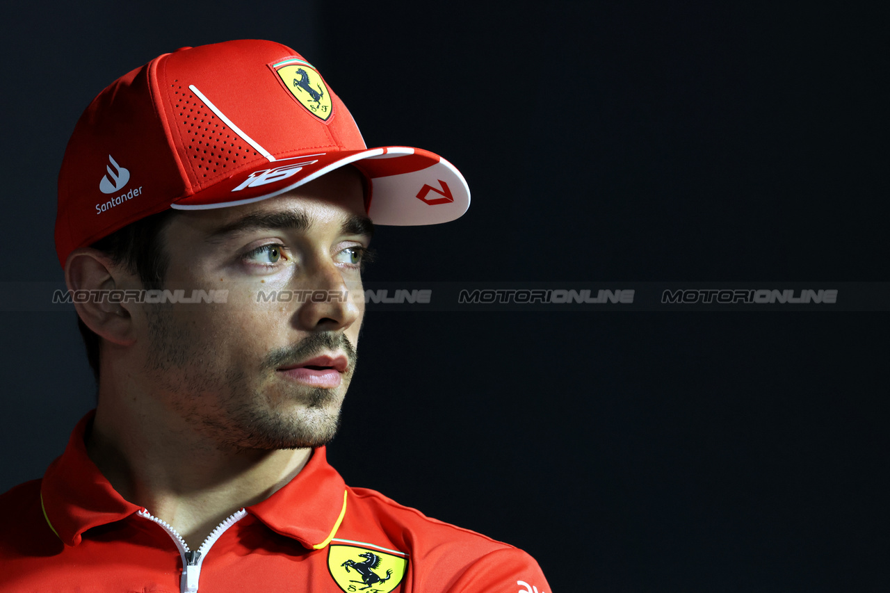 GP ARABIA SAUDITA, Charles Leclerc (MON) Ferrari in the FIA Press Conference.

06.03.2024. Formula 1 World Championship, Rd 2, Saudi Arabian Grand Prix, Jeddah, Saudi Arabia, Preparation Day.

- www.xpbimages.com, EMail: requests@xpbimages.com © Copyright: Bearne / XPB Images