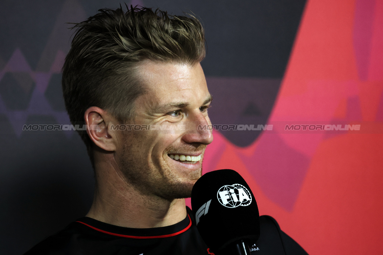 GP ARABIA SAUDITA, Nico Hulkenberg (GER) Haas F1 Team in the FIA Press Conference.

06.03.2024. Formula 1 World Championship, Rd 2, Saudi Arabian Grand Prix, Jeddah, Saudi Arabia, Preparation Day.

- www.xpbimages.com, EMail: requests@xpbimages.com © Copyright: Bearne / XPB Images