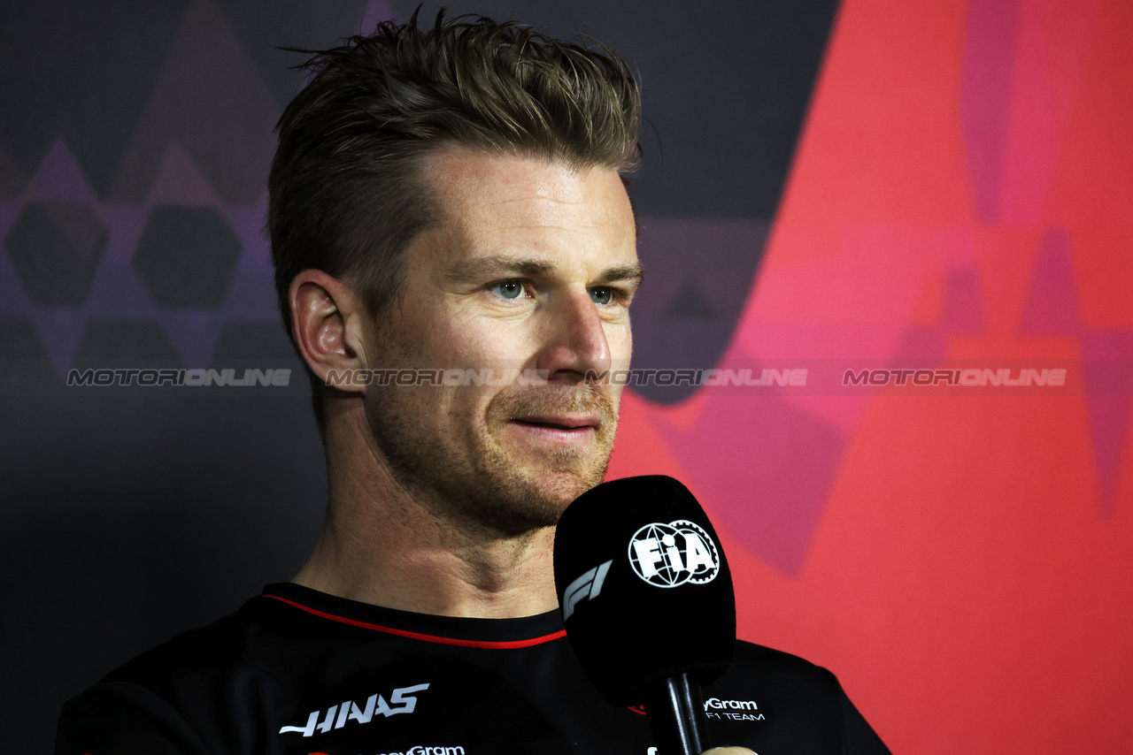 GP ARABIA SAUDITA, Nico Hulkenberg (GER) Haas F1 Team in the FIA Press Conference.

06.03.2024. Formula 1 World Championship, Rd 2, Saudi Arabian Grand Prix, Jeddah, Saudi Arabia, Preparation Day.

- www.xpbimages.com, EMail: requests@xpbimages.com © Copyright: Bearne / XPB Images