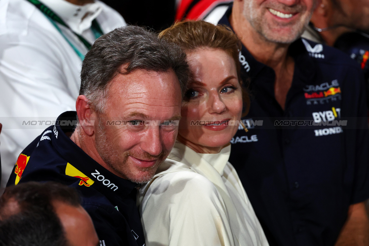 GP ARABIA SAUDITA, Geri Horner (GBR) Singer with husband Christian Horner (GBR) Red Bull Racing Team Principal e Adrian Newey (GBR) Red Bull Racing Chief Technical Officer in parc ferme.

09.03.2024. Formula 1 World Championship, Rd 2, Saudi Arabian Grand Prix, Jeddah, Saudi Arabia, Gara Day.

- www.xpbimages.com, EMail: requests@xpbimages.com © Copyright: Batchelor / XPB Images