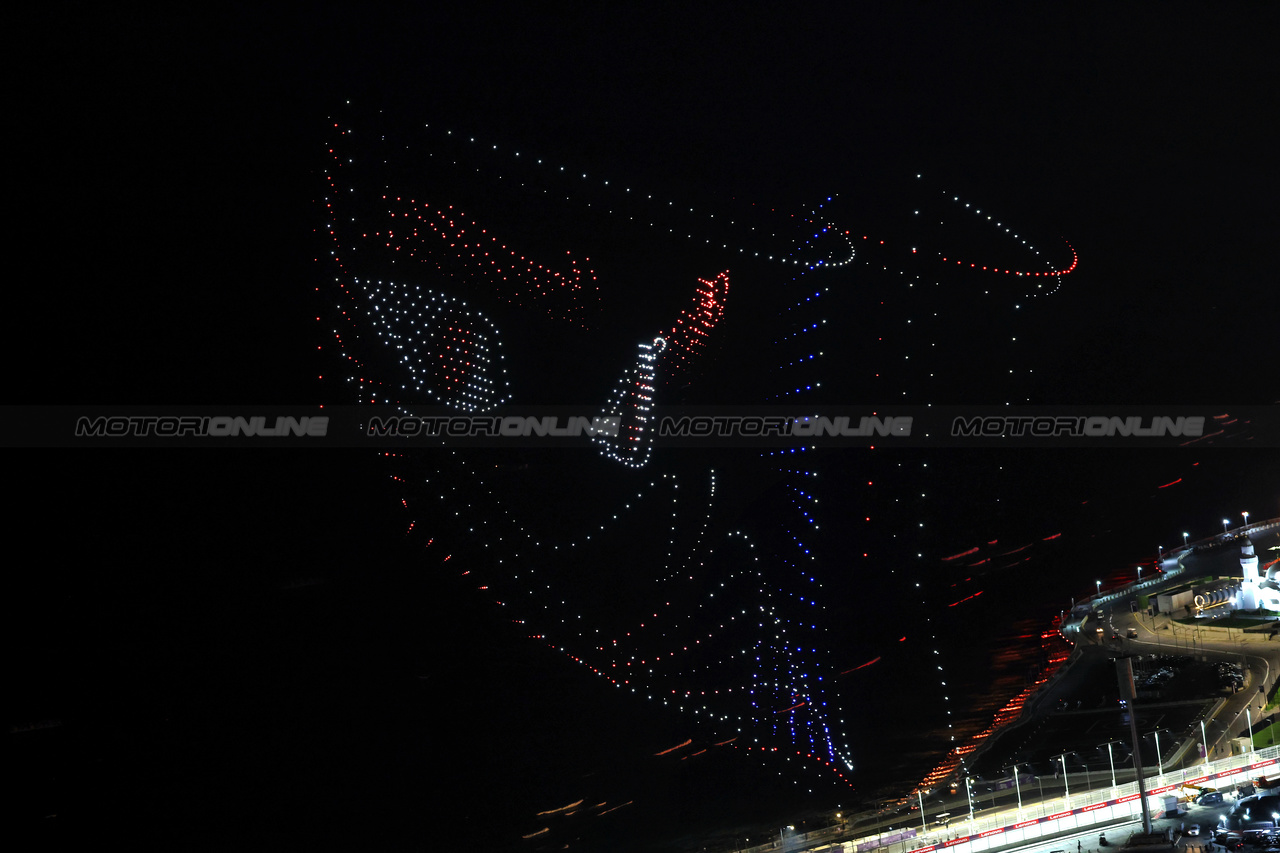 GP ARABIA SAUDITA, Circuit Atmosfera - drone display.

09.03.2024. Formula 1 World Championship, Rd 2, Saudi Arabian Grand Prix, Jeddah, Saudi Arabia, Gara Day.

- www.xpbimages.com, EMail: requests@xpbimages.com © Copyright: Moy / XPB Images