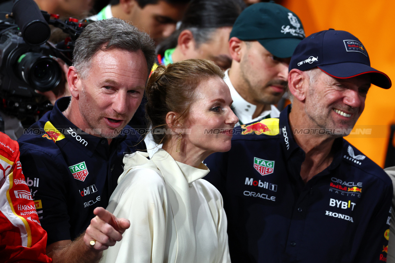 GP ARABIA SAUDITA, (L to R): Christian Horner (GBR) Red Bull Racing Team Principal with wife Geri Horner (GBR) Singer e Adrian Newey (GBR) Red Bull Racing Chief Technical Officer in parc ferme.

09.03.2024. Formula 1 World Championship, Rd 2, Saudi Arabian Grand Prix, Jeddah, Saudi Arabia, Gara Day.

 - www.xpbimages.com, EMail: requests@xpbimages.com © Copyright: Coates / XPB Images