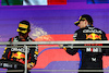 GP ARABIA SAUDITA, Sergio Perez (MEX) Red Bull Racing celebrates his second position on the podium.
09.03.2024. Formula 1 World Championship, Rd 2, Saudi Arabian Grand Prix, Jeddah, Saudi Arabia, Gara Day.
 - www.xpbimages.com, EMail: requests@xpbimages.com © Copyright: Coates / XPB Images