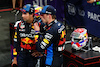 GP ARABIA SAUDITA, (L to R): second placed Sergio Perez (MEX) Red Bull Racing with team mate e vincitore Max Verstappen (NLD) Red Bull Racing in parc ferme.
09.03.2024. Formula 1 World Championship, Rd 2, Saudi Arabian Grand Prix, Jeddah, Saudi Arabia, Gara Day.
 - www.xpbimages.com, EMail: requests@xpbimages.com © Copyright: Coates / XPB Images