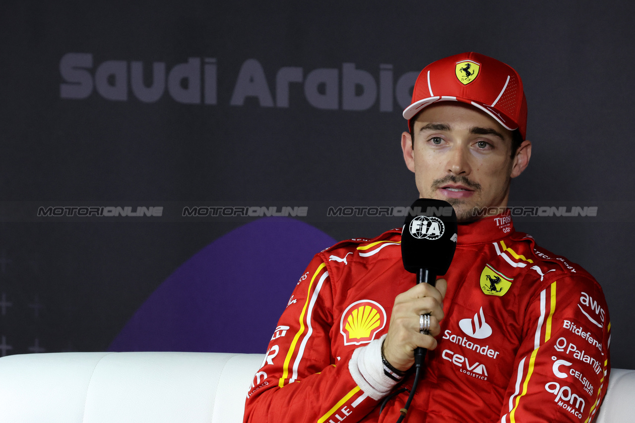 GP ARABIA SAUDITA, Charles Leclerc (MON) Ferrari in the post qualifying FIA Press Conference.

08.03.2024. Formula 1 World Championship, Rd 2, Saudi Arabian Grand Prix, Jeddah, Saudi Arabia, Qualifiche Day.

- www.xpbimages.com, EMail: requests@xpbimages.com © Copyright: Bearne / XPB Images