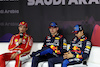 GP ARABIA SAUDITA, (L to R): Charles Leclerc (MON) Ferrari; Max Verstappen (NLD) Red Bull Racing; e Sergio Perez (MEX) Red Bull Racing, in the post qualifying FIA Press Conference.
08.03.2024. Formula 1 World Championship, Rd 2, Saudi Arabian Grand Prix, Jeddah, Saudi Arabia, Qualifiche Day.
- www.xpbimages.com, EMail: requests@xpbimages.com © Copyright: Bearne / XPB Images
